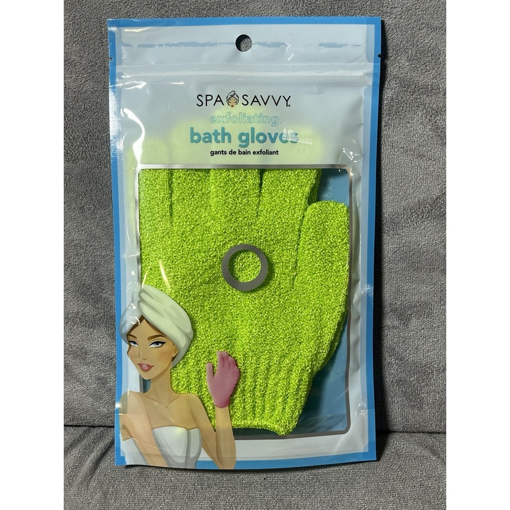 Spa Savvy Exfoliating Bath Gloves Green Polyester 5009/72 includes‎ 2 gloves
